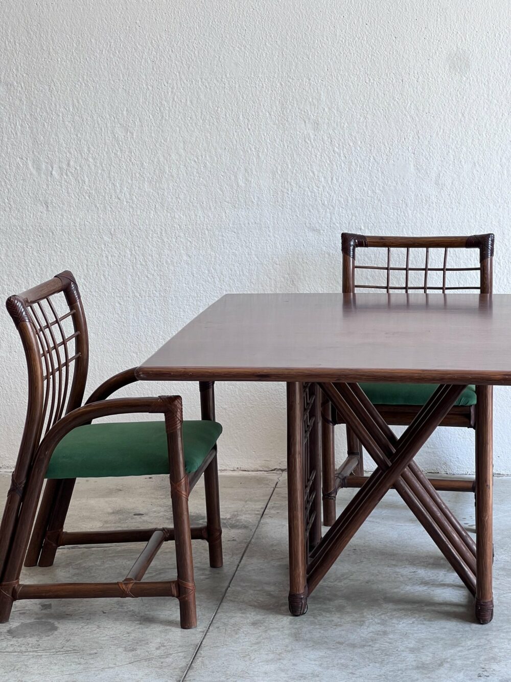 Set da pranzo in rattan, anni '70