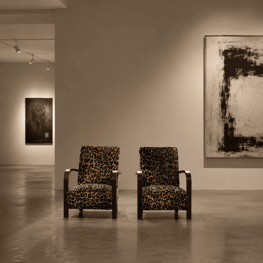Coppia di poltrone Art Déco in velluto maculato, '30
