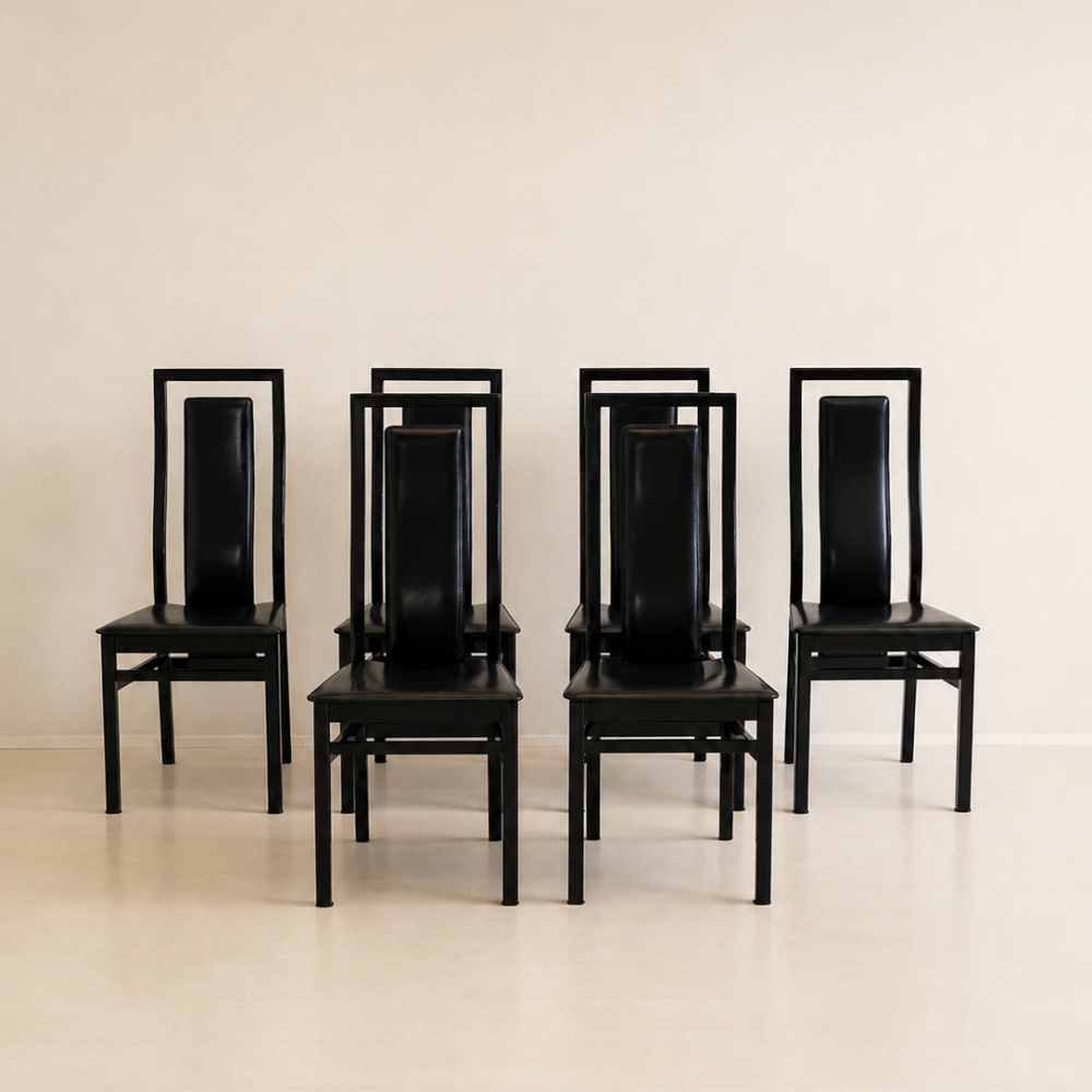 Sedie da pranzo in pelle, Calligaris, '80