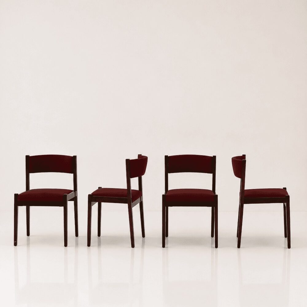 Quattro sedie da pranzo, modello 102, Gianfranco Frattini per Cassina, '60